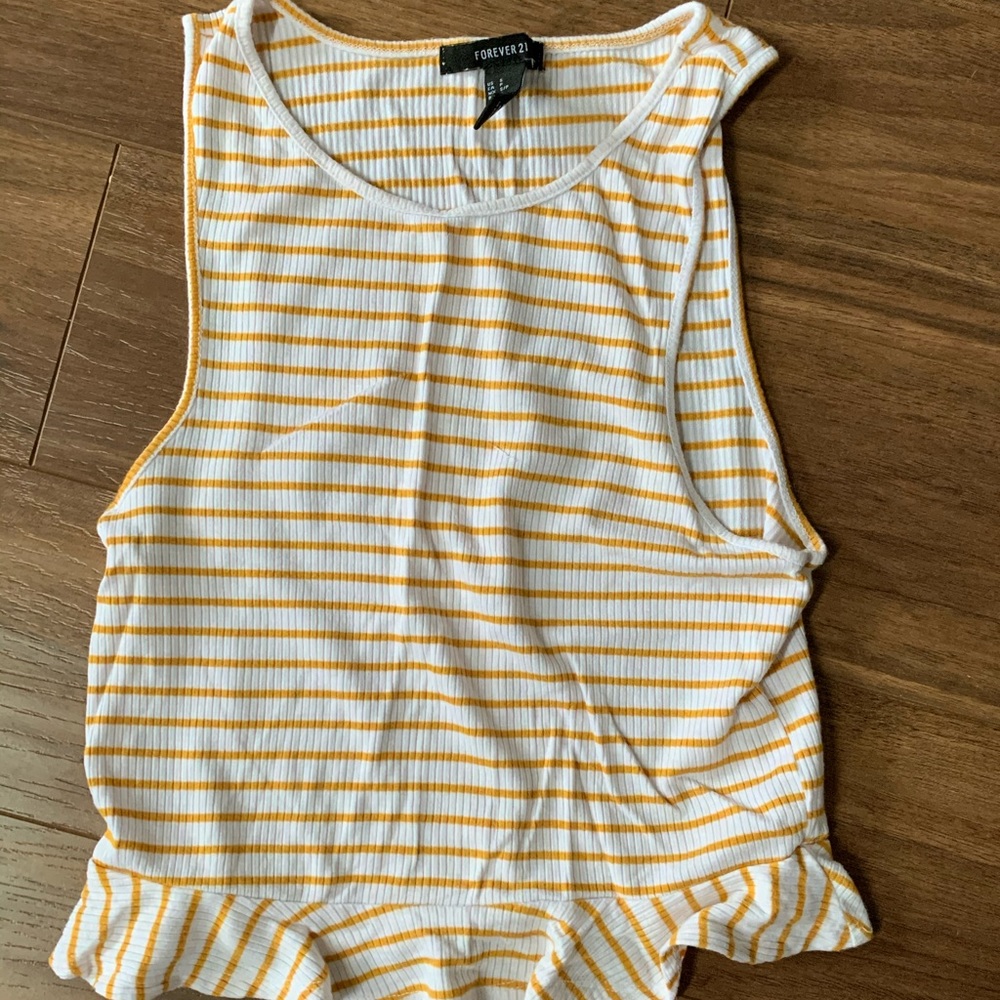 Ribbed Ruffle  Cropped Tank Top